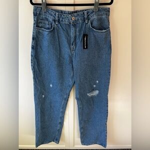 Prettylittlething‎ Tall Women’s NWT Mid Rise Distressed Denim Jeans Size 10